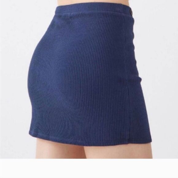 Urban Outfitters navy side button rib knit mini skirt size M nwt - Picture 3 of 8
